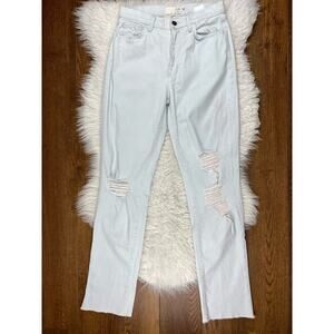 C/E Current Elliot Women's Size 26 Tall Pale Blue Distressed High-Rise Jeans